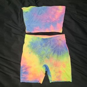 Rainbow tie dye coord set
